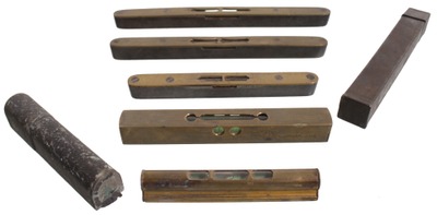 Assorted Makers: Five Brass & Brass Top Machinist's Levels