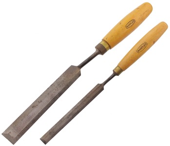 William Marples & Sons, Sheffield, England: Two Boxwood Handle Crank Neck Chisels