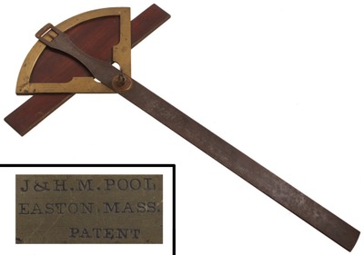 J.& H.M. Pool, Easton, Massachusetts: Brass & Steel Protractor
