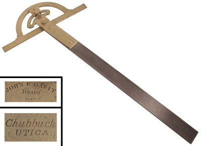 Samuel W. Chubbuk, Oneida, New York: Early Steel & Ger. Silver Protractor