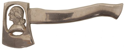 Unmarked: Nickel Plated G. Washington Hatchet