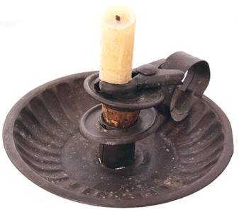 Unmarked: "Saveall" Patent Candlestick Lamp