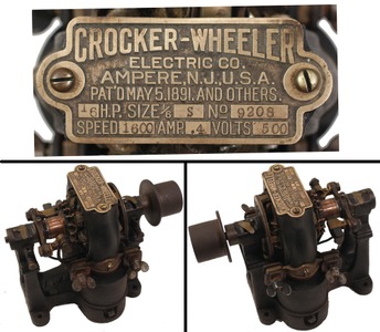 Crocker-Wheeler Company, Ampere, New Jersey: Early 1/6 Horsepower Electric Motor