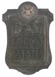 D.H. Day, Glen Haven, Michigan: Cast Bronze Sign For "Day Forest Estates"
