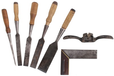 Assorted Makers: Wkg. Set Of Five Squarege Socket Chisels