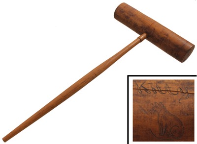 Unmarked: Unus. Long Hdl. Applewood Mallet