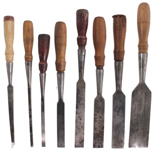 Assorted Makers: Working Set Of Eight Squarege Chisels