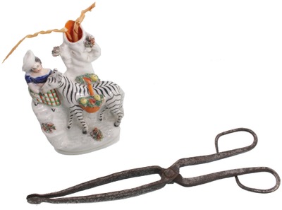 Unmarked: Ceramic Woman & Zebra Spill Holder