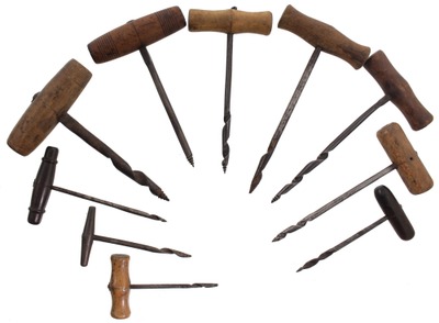 Assorted Makers: Wkg. Set Of Ten "T" Hdl. Gimlets