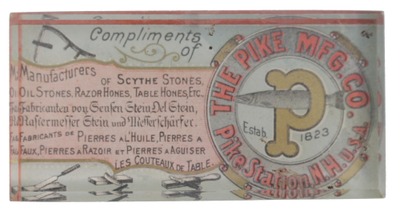 Pike Manufacturing Company, Pike, New Hampshire: Small Glass Advertising Hon E