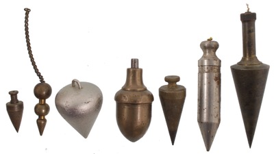 Assorted Makers: Lot Of Seven Brass & Iron Plumb Bobs
