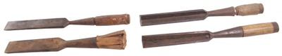 Assorted Makers: Four Clean Socket Type Chisels