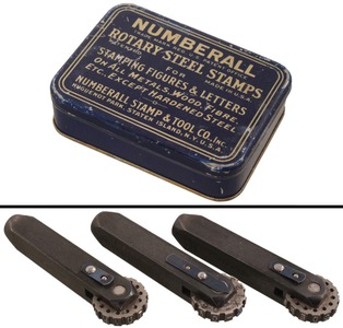 Numberall Stamp & Tool Company, Huguenot Park, Staten Island, New York: Boxed Set Of Three Patent Figure Stamps