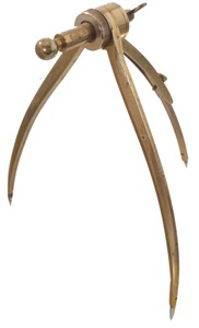 Unmarked: Most Unus. Three Leg Brass Dividers