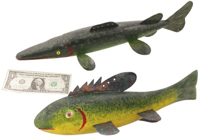 Robert Lindner, Clarence, New York: 2 Oversize Upper Mn Spear Fishing Decoy