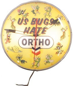 Ortho Exterinating Company, Richmond, Virginia: "Us Bugs Hate Ortho" Advertising Clock