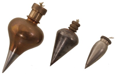 Unmarked: Three Fancy Brass Plumb Bobs