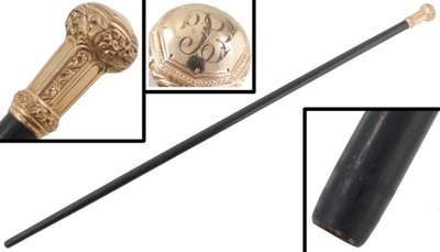 Unmarked: Early 20th C. Ebony Hdl. Walking Stick