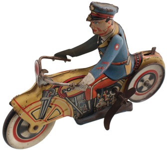 Unique Art Manufacturing Company, Newark, New Jersey: Extra Clean Wind-Up Motorcycle Toy