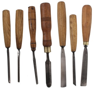 Assorted Makers: Wkg. Set Of Seven Clean Carving Tools