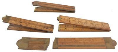 Assorted Makers: Lot Of Five Asst. Folding Rules