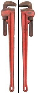 Ridge Tool Company, Elyria, Ohio: Scarce Four Foot Adj. Pipe Wrench