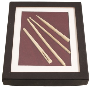 Unmarked: Display Box Of Bone Needlework Tool