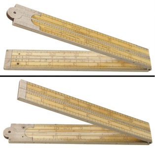 STANLEY (Unmarked), No. 87: Early Ivory & Ger. Silver Folding Rul