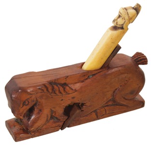 Unmarked: Carved Boxwood Rabbet Plane