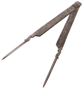 Unmarked: Pair Of Hand Forged French Dividers
