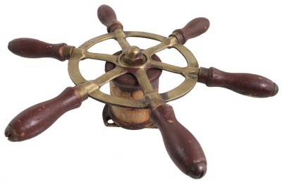 Unmarked: Early Brass Steering Wheel For Small Boat