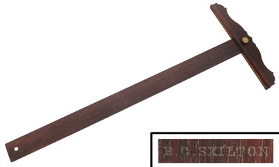 Brownell G. Skilton, New Haven, Connecticut: Ca. 1870's Rosewood "T" Square