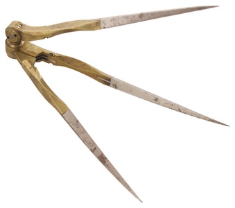 Unmarked: Rare Three Leg Draftsman's Divider