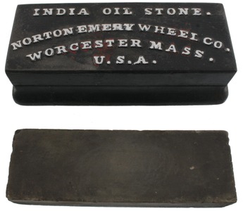 Norton Emery Wheel Company, Worcester, Massachusetts: Orig. Cast Iron Holder For Oilstone