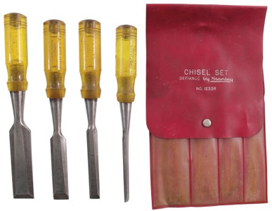 Stanley Tools, No. 1233 R: Set Of Four Stanloid Hdl. Beveldge Chisel