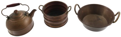 Unmarked: Three Solid Copper Cooking Vessels