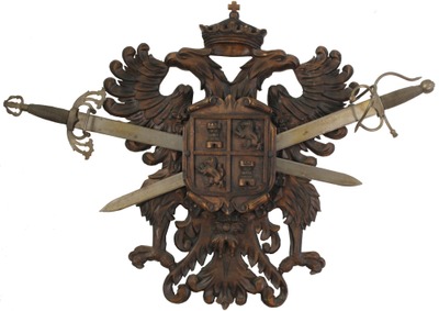 Unmarked: Carved Wooden Coat Of Arms