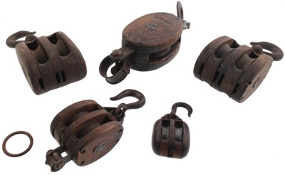 Assorted Makers: Coll. Of Five Early Pulleys