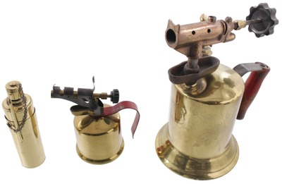 Assorted Makers: Three Brass & Copper Blowtorches