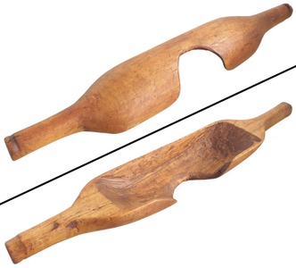 Unmarked: Early Carved Basswoo D Bucket Yoke