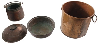 Unmarked: Three Solid Brass & Copper Cooking Ves