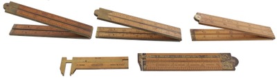 Stanley Rule & Level: Five Clean Boxwood Folding Rules