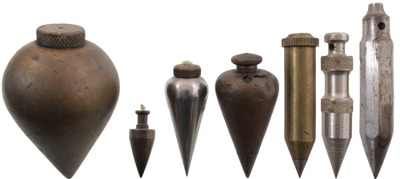Assorted Makers: Lot Of Seven Brass & Iron Plumb Bobs