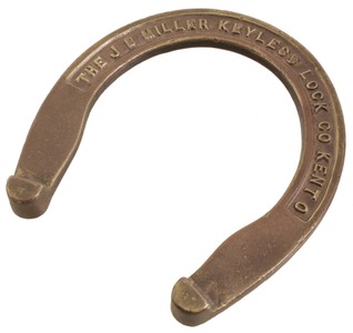 J.B. Miller Keyless Lock Company, Kent, Ohio: Most Unus. Cast Bron Advertising Horsesho