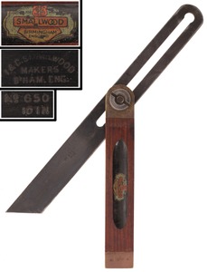 I. & D. Smallwood, Birmingham, England: Unused 10" R'wood & Brass Bevel