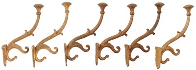 Unmarked: Six Fancy 19th C. Cast Brass Coat Hook