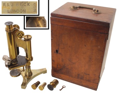 R. & J. Beck, 31 Cornhill, London: Early Cast Iron & Brass Microscope