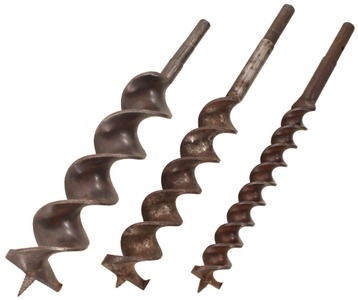 Assorted Makers: Three Boring Machine Auger Bits