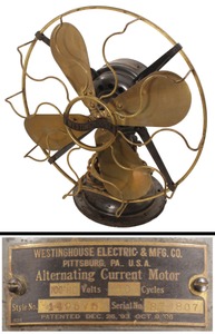 Westinghouse Electric Company, Pittsburgh, Pennsylvania: Extra Clean Brass Blade Fan