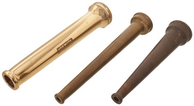 Assorted Makers: Coll. Of Three Brass Fire Nozzles